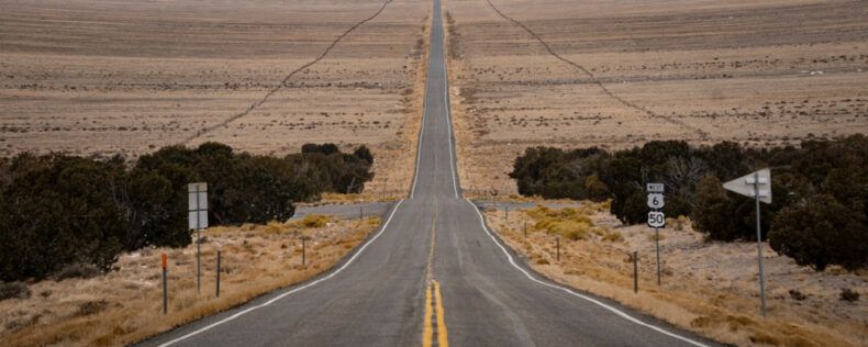 Long desert road