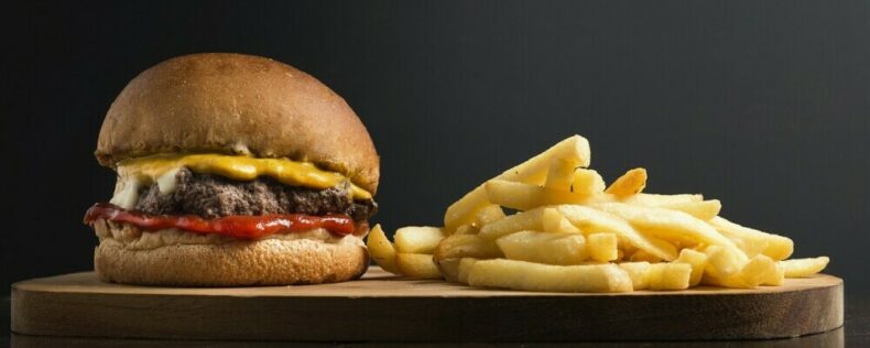 A burger and fries