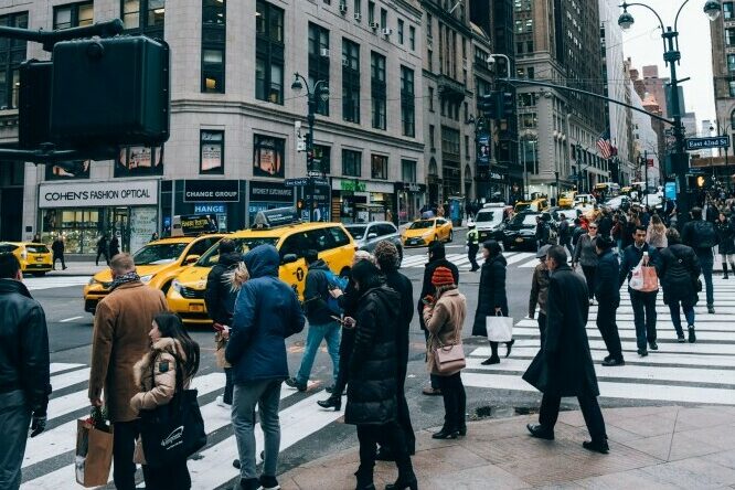 A busy city intersection