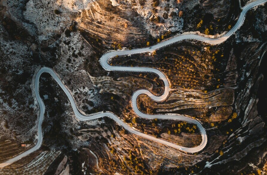 A long, winding mountain road